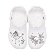 CROCS-SILVER METAL FLOWER 5PK - available at RUBINO  