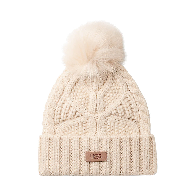 UGG-CABLE BEANIE POM W - available at RUBINO  